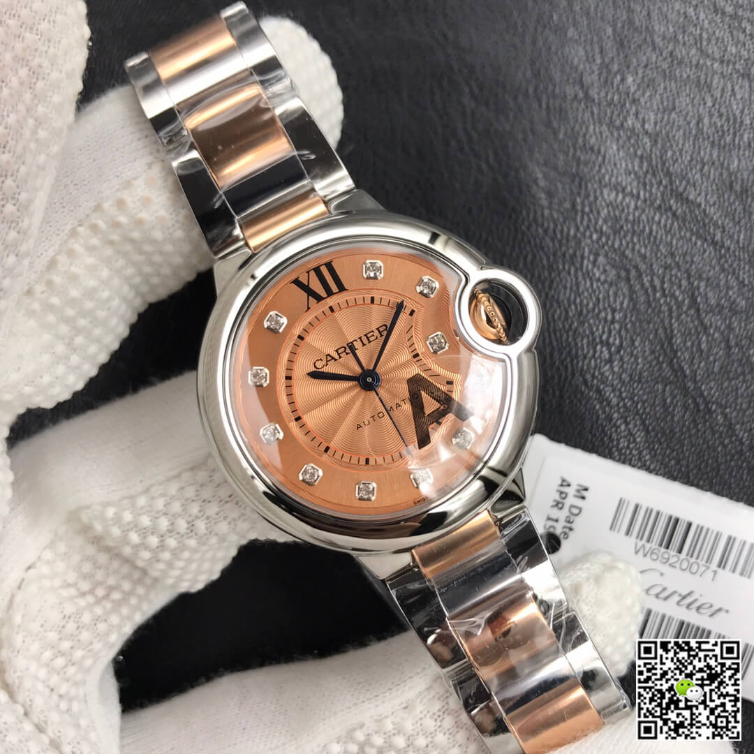 Replica Ballon Bleu De Ca*t1er 33MM 1:1 Best Edition V6 Factory Rose Gold Dial