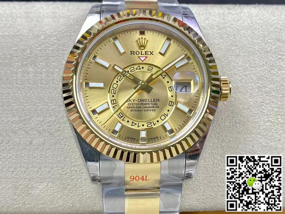 Replica R01ex Sky Dweller M326933-0001 V2 1:1 Best Edition Noob Factory Champagne Dial