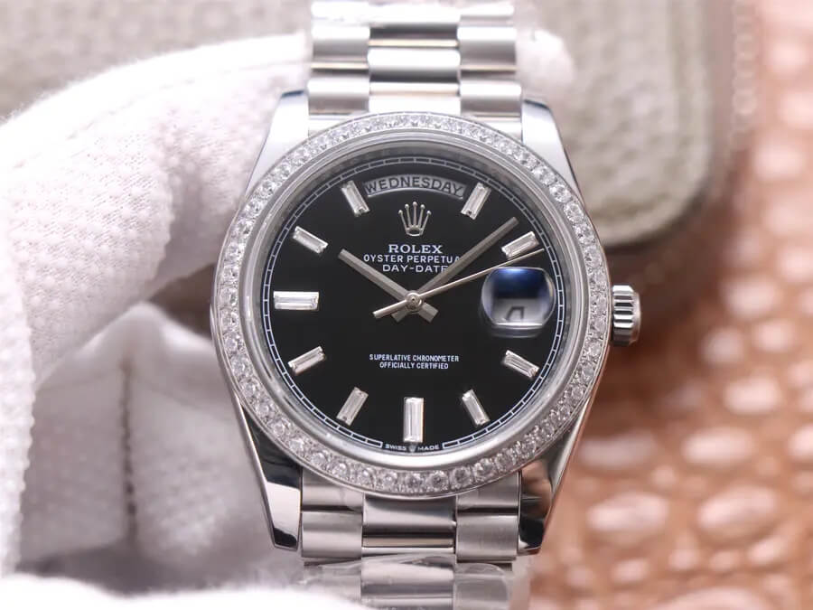 Replica R01ex Day Date M228349RBR-0003 1:1 Best Edition EW Factory Black Dial