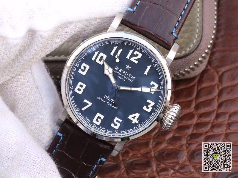 Replica Zenith Pilot Type 20 Extra Special XF Factory 1:1 Best Edition Swiss ETA2824 S*perlumed blue dial and hands