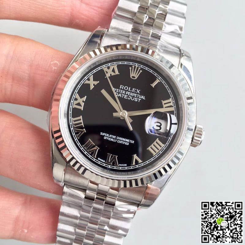 R01ex Dupe Datejust 116334 1:1 Best Edition Swiss ETA2836 Black Dial Roman Marker