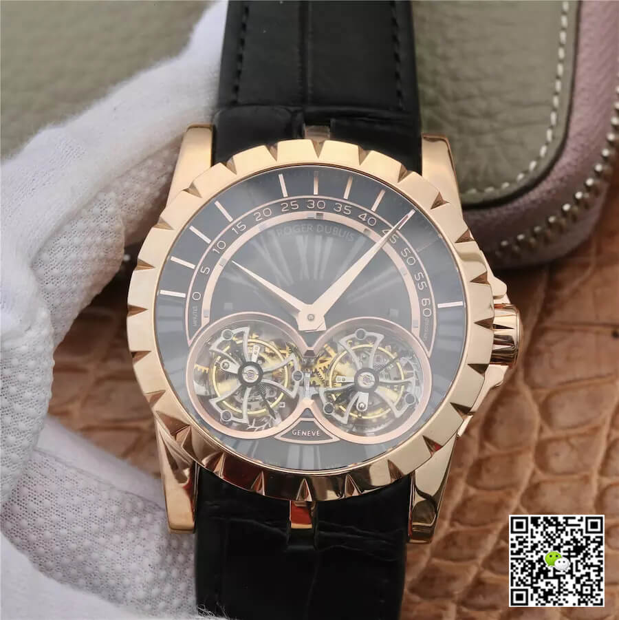 Replica Roger Dubuis Excalibur RDDBEX0280 1:1 Best Edition JB Factory Tourbillon Black Dial