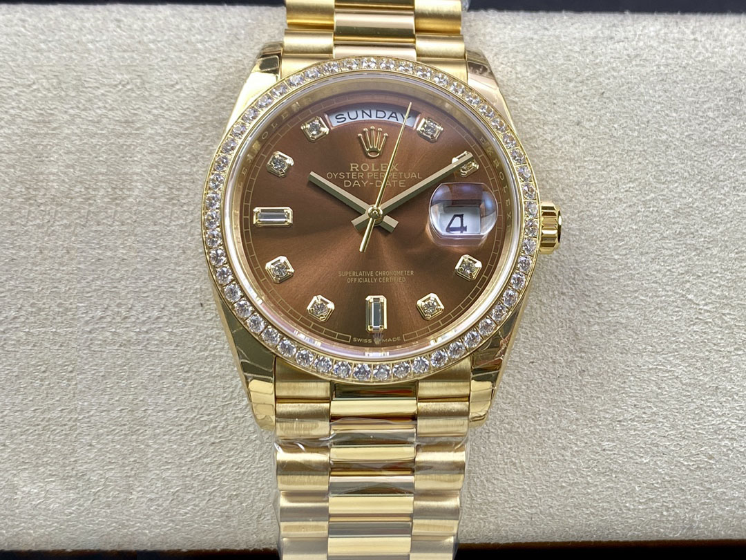 Replica R01ex Day Date M128348RBR-0005 1:1 Best Edition EW Factory Yellow Gold