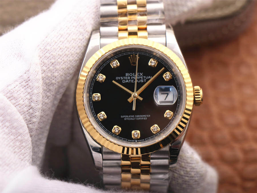 Replica R01ex Datejust M126233-0021 1:1 Best Edition EW Factory Yellow Gold Black Dial