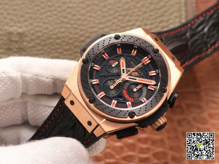 Hublot Replica King Power Ferrari F1 1:1 Best Edition V6 Factory Black Dial Rose Gold