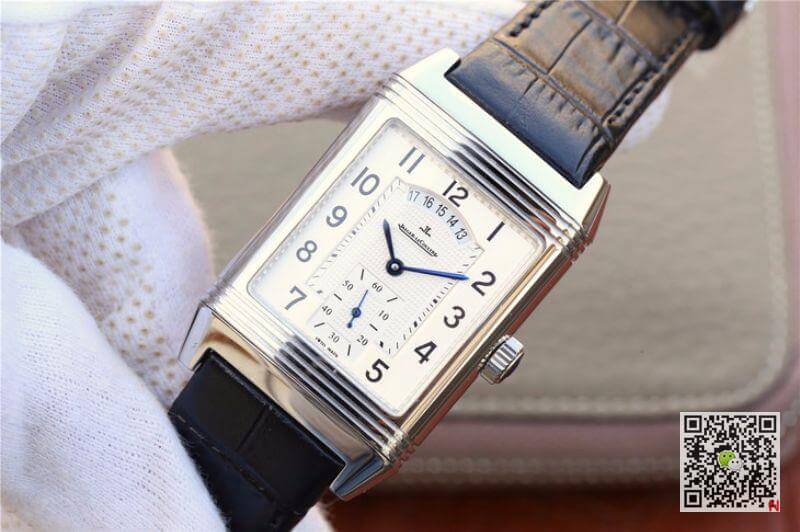 Jaeger Lecoultre Replica Grande Reverso Duo 3742421 Mechanical Watches 1:1 Best Edition Swiss ETA986 Silver Dial Black Leather Strap