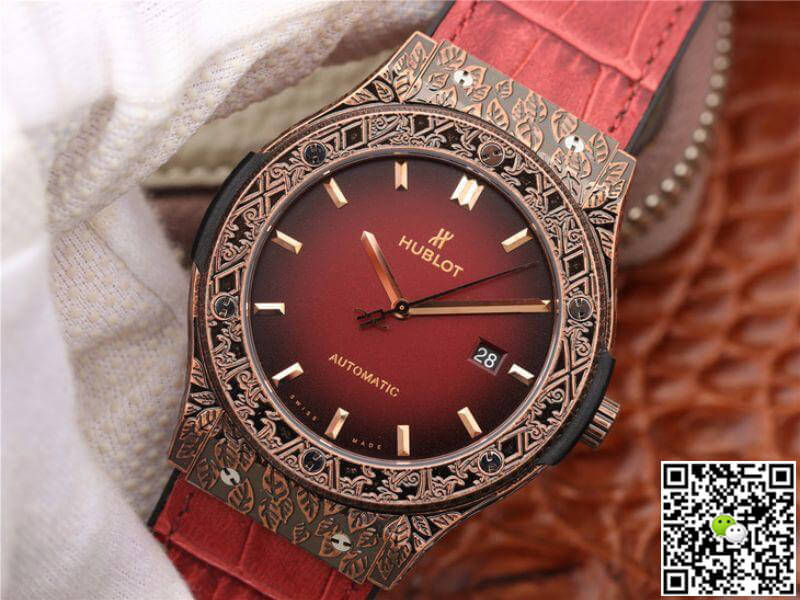 Replica Hublot Classic Fusion 511.OX.6670.LR.OPX17 JJ Factory 1:1 Best Edition Swiss ETA2892 Dark Red Gummy Strap