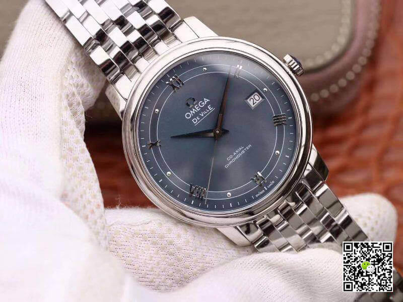 Replica 0me*ga De Ville Prestige 424.10.40.20.03.002 MKS Factory Men Watches 1:1 Best Edition Swiss ETA9015 Blue Dial