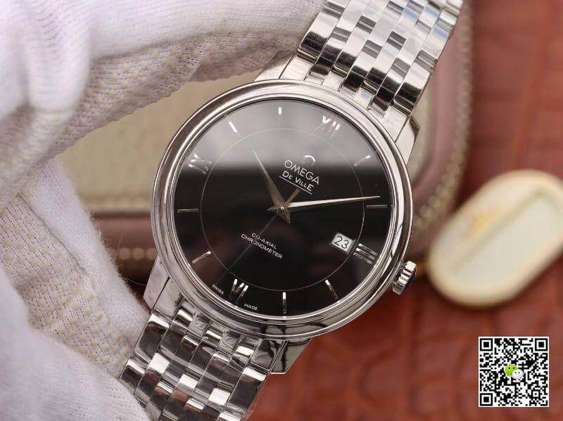 Replica 0me*ga De Ville Prestige 424.10.37.20.01.001 MKS Factory Men Watches 1:1 Best Edition Swiss ETA9015 Black Dial Silver Marker