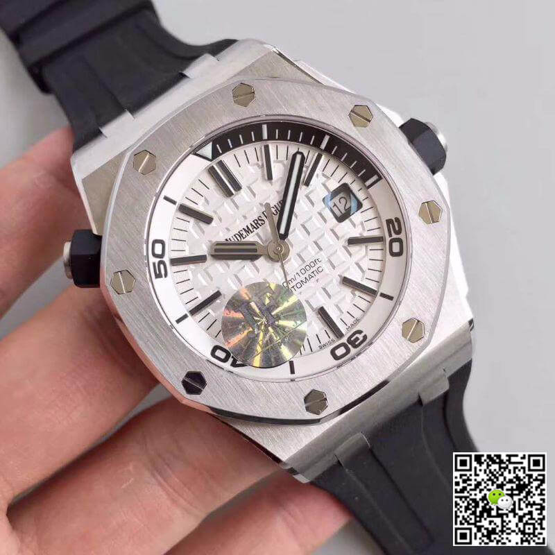 Replica Audemars P1g*et Royal Oak Offshore Diver 15710ST.OO.A002CA.02 JF Factory 1:1 Best Edition Swiss ETA3120 White Textured Dial