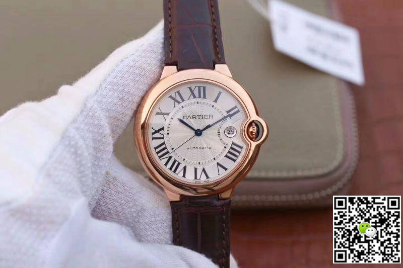 Replica Ballon Bleu De Ca*t1er 42 WGBB0017 V9 Factory 1:1 Best Edition Swiss ETA2824-2 Rosegold Wrapped Silver Dial