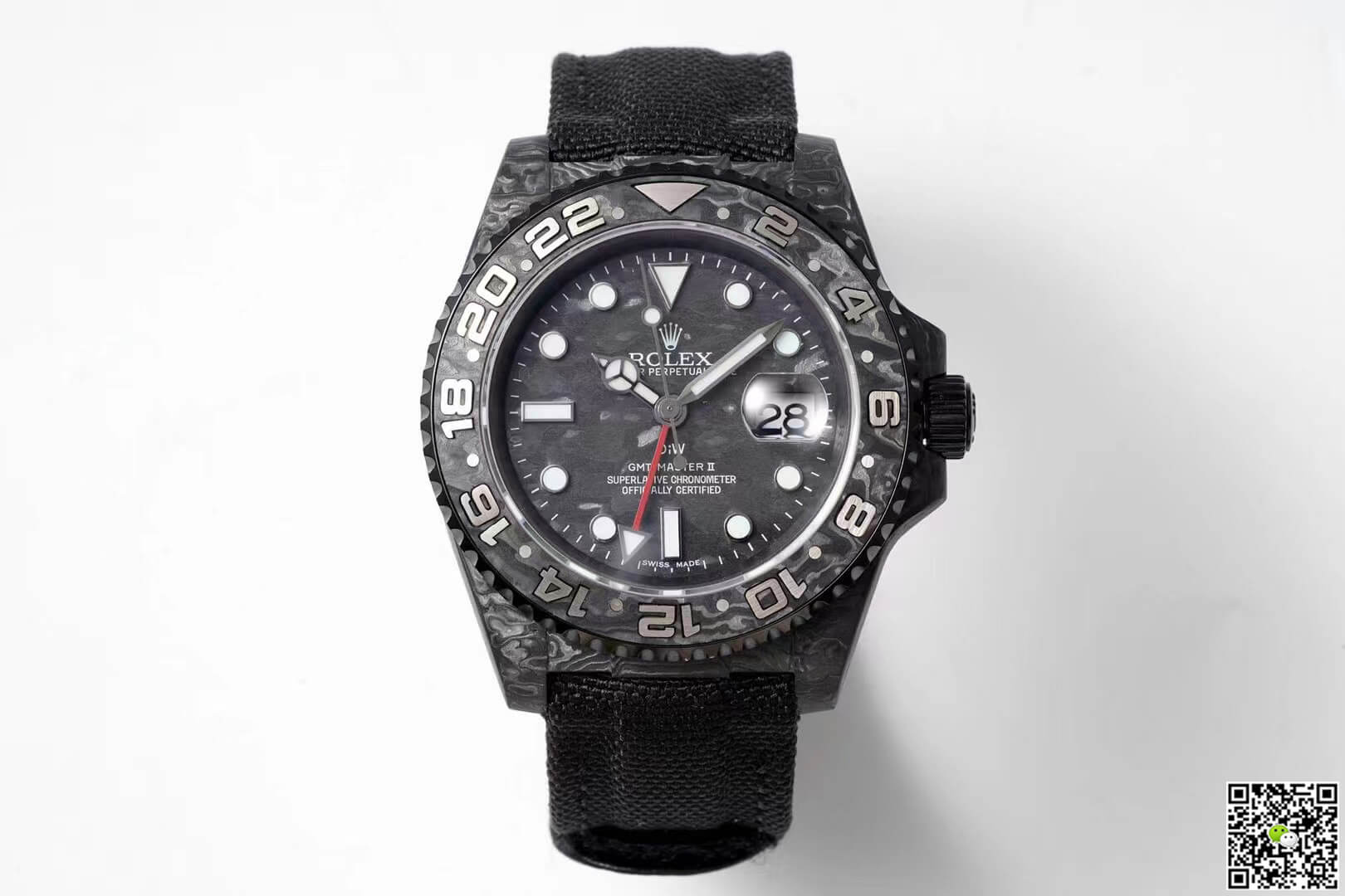Replica R01ex GMT-MASTER II Diw 1:1 Best Edition Carbon Fiber Black Fabric Strap