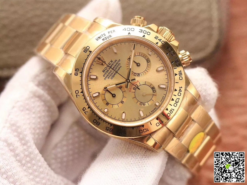R01ex Daytona Replica Cosmograph M116508-0003 1:1 Best Edition Noob Factory Gold Dial Swiss ETA4130