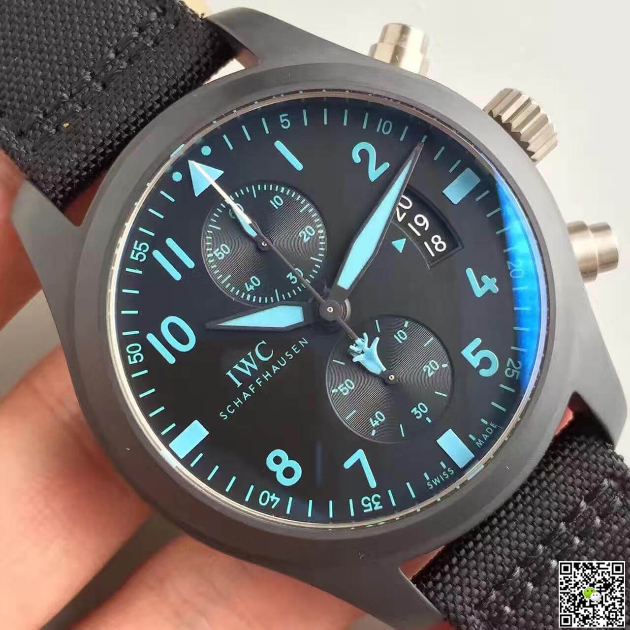Replica IWC Pilot Chronograph IW388003 ZF Factory 1:1 Best Edition Swiss ETA7750 Black Dial
