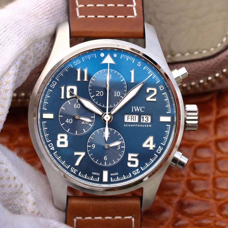 Replica IWC Pilot Chronograph IW377714 ZF Factory Men Watches 1:1 Best Edition Swiss ETA7750 Blue Dial