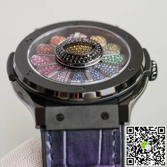 Replica Hublot Classic Fusion Takashi Murakami 507.CX.9000.RX.TAK21 1:1 Best Edition Sunflower Colored D1am0nd Dial