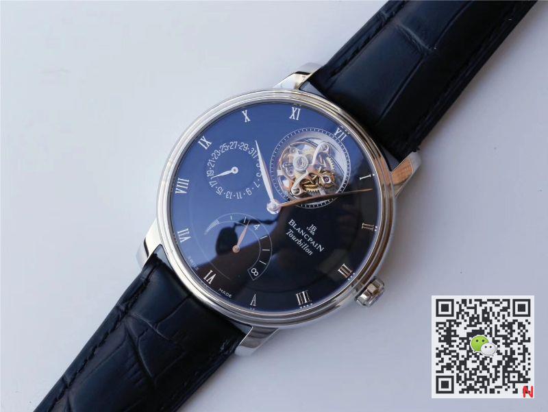 Replica Blancpain Villeret 6025-1542-55 True Tourbillon 1:1 Best Edition JB Factory Black Dial Swiss Cal.25