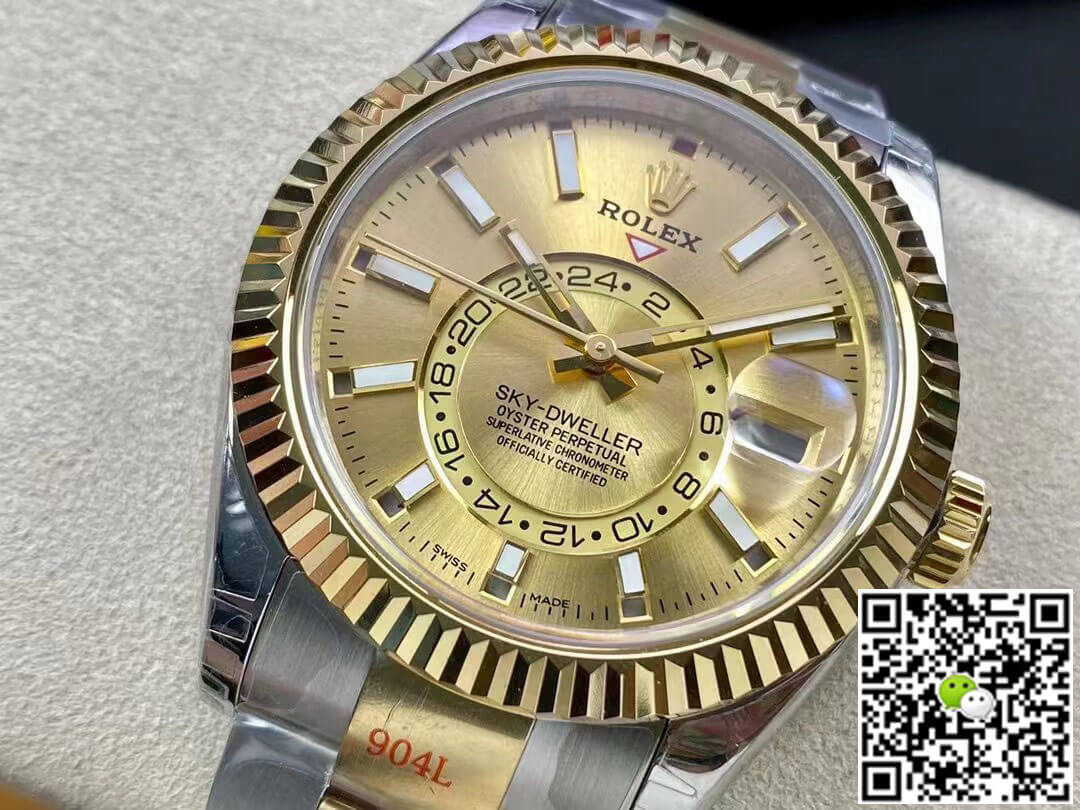 Replica R01ex Sky Dweller M326933-0001 V2 1:1 Best Edition Noob Factory Champagne Dial
