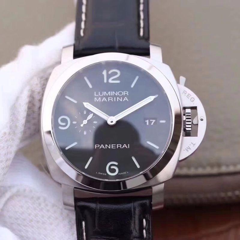Pa*e*a1 Replica Luminor Marina 1950 PAM312 VS Factory 1:1 Best Edition Swiss ETA P9000 Black Dial Black Leather Strap
