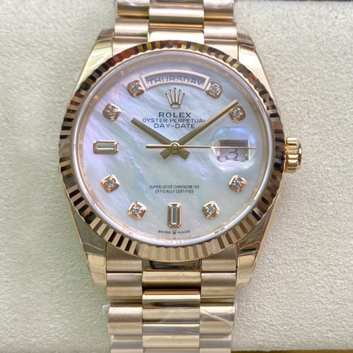 Replica R01ex Day Date M128235-0029 1:1 Best Edition EW Factory Rose Gold