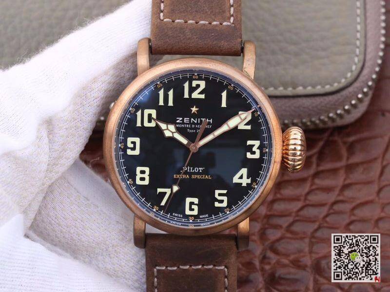 Replica Zenith Pilot Type 20 Extra XF Factory Mechanical Watches 1:1 Best Edition Swiss ETA2824-2 Black Dial