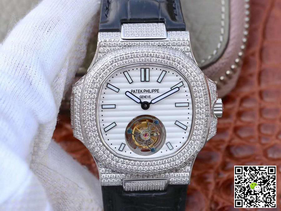 Pat*k Phi1i*pe Replica Nautilus Jumbo 5711 R8 Factory 1:1 Best Edition Swiss Tourbillon White Dial