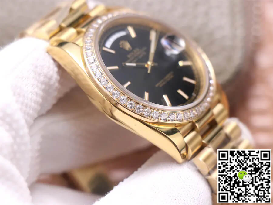 Replica R01ex Day Date 40MM 1:1 Best Edition EW Factory Yellow Gold Black Dial