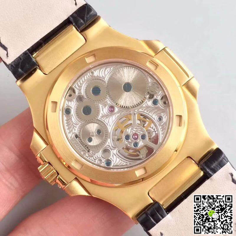 Pat*k Phi1i*pe Replica Nautilus Jumbo Tourbillon 1:1 Best Edition Swiss Tourbillon 18K Yellow Gold D1am0nd Dial