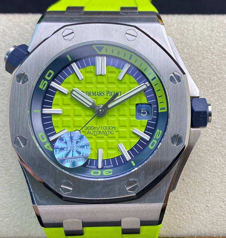 Replica Audemars P1g*et Royal Oak Offshore Diver 15710ST.OO.A038CA.01 JF Factory 1:1 Best Edition Swiss ETA3120 Green Textured Dial