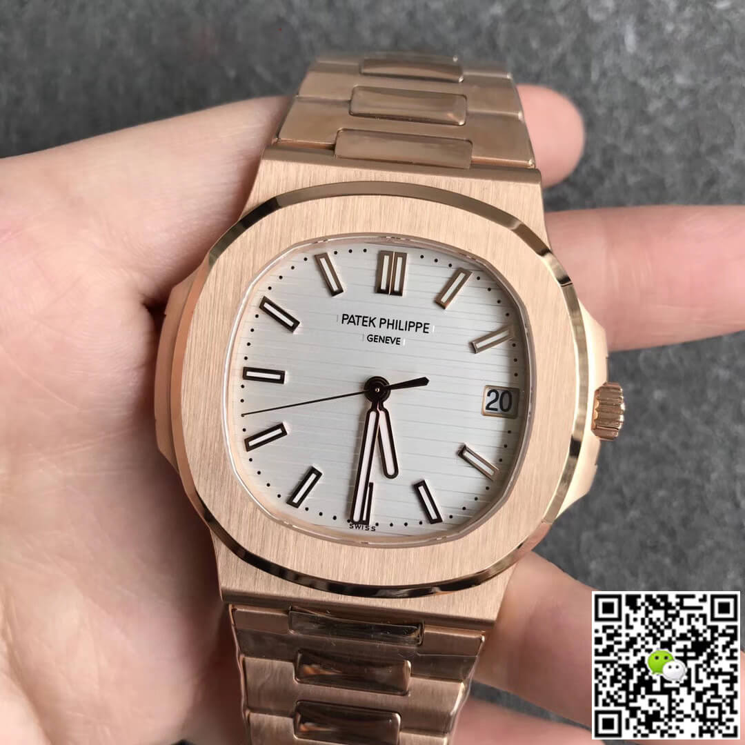 Replica Pat*k Phi1i*pe Nautilus 5711/1R-001 1:1 Best Edition PPF Factory V4 Rose Gold White Dial Swiss ETA324