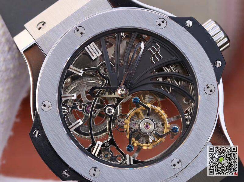 Replica Hublot Big Bang hollow tourbillon Swiss Seagull hand-winding tourbillon movement Skeleton Dial