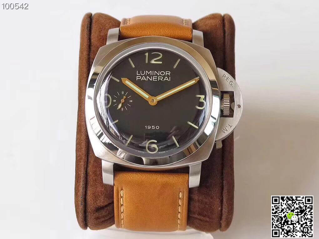Pa*e*a1 Replica Luminor 1950 PAM127 ZF Factory 1:1 Best Edition Swiss ETA A6497 Brown Soft Tan Leather Strap