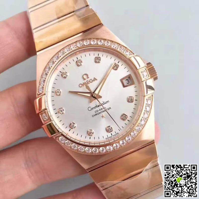 Replica 0me*ga Constellation 123.25.38.21.52.001 3S Factory 1:1 Best Edition Swiss ETA8500 18K Rose Gold Bracelet