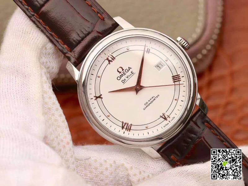 Replica 0me*ga De Ville Prestige 424.13.40.20.02.002 MKS Factory 1:1 Best Edition Swiss ETA9015 Brown Calfskin Leather Strap