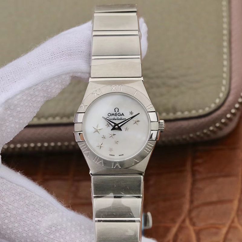 Replica 0me*ga Constellation Quartz Ladies 27mm TW Factory 1:1 Best Edition Swiss Eta Quartz 1376 White Dial