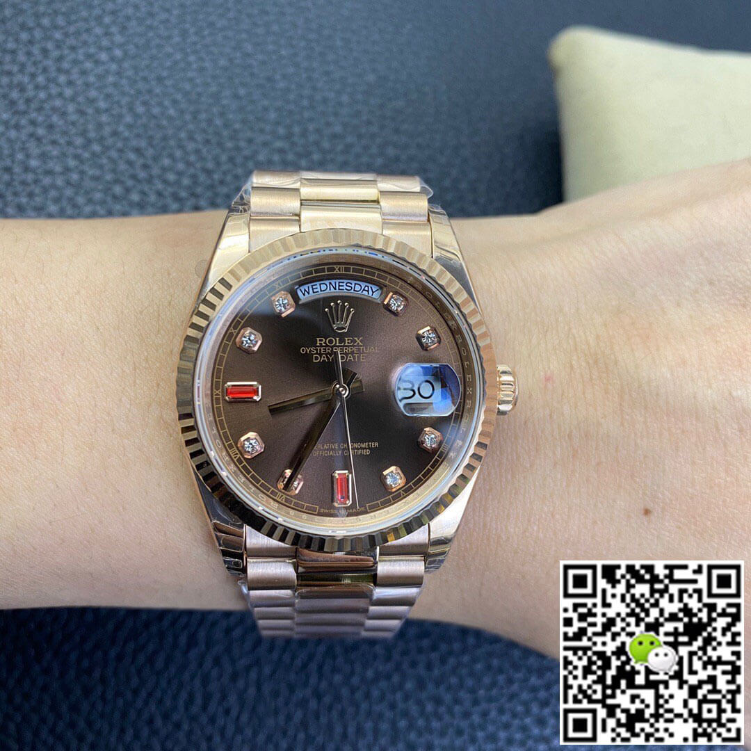 Replica R01ex Day Date 118235 1:1 Best Edition EW Factory Brown Dial