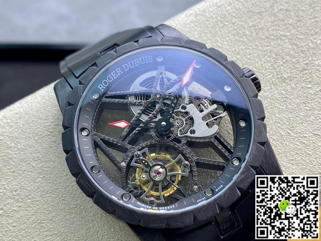 Replica Roger Dubuis Excalibur DBEX0577 1:1 Best Edition BBR Factory Tourbillon Skeleton Dial