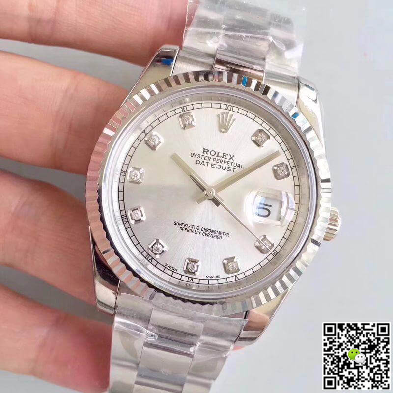 R01ex Dupe Datejust II 116334-0009 1:1 Best Edition Swiss ETA2836 Silver Dial D1am0nd Marker