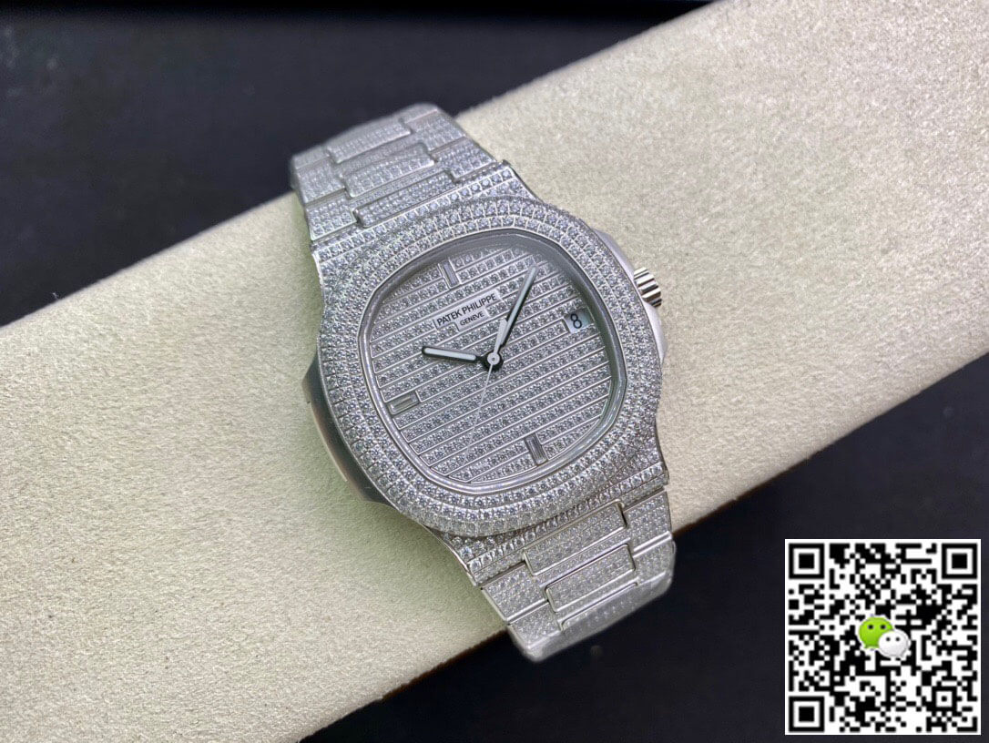 Replica Pat*k Phi1i*pe Nautilus 5719/10G-010 1:1 Best Edition PPF Factory V4 Silver D1am0nd Swiss ETA324