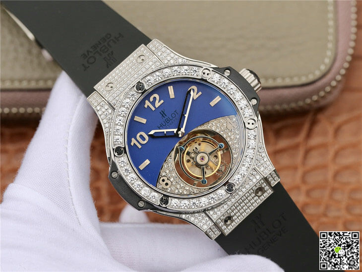 Replica Hublot Big Bang Tourbillon 1:1 Best Edition D1am0nd Blue Dial