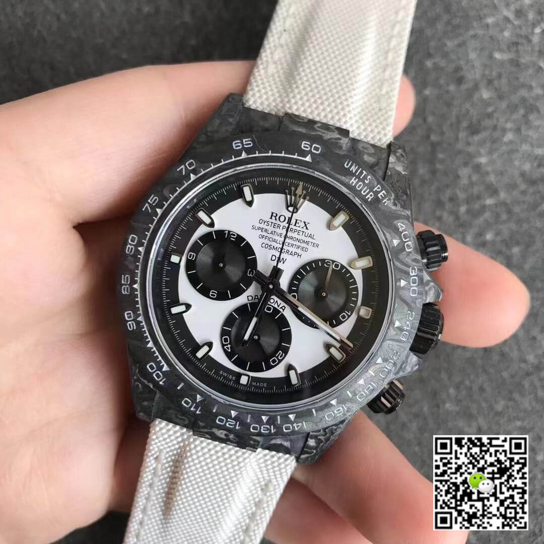 Replica R01ex Daytona Cosmograph Carbon Fiber Diw Customized Version 1:1 Best Edition Noob Factory White Dial