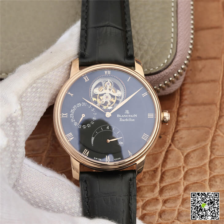Replica Blancpain Villeret 6025-3642-55B 1:1 Best Edition JB Factory Gold Case Black Dial