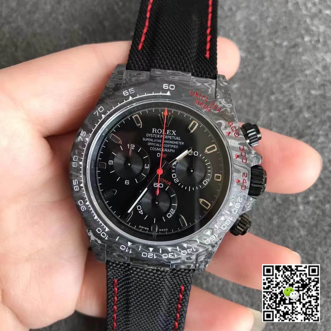 Replica R01ex Daytona Cosmograph Carbon Fiber Diw Customized Version 1:1 Best Edition Noob Factory Black Dial