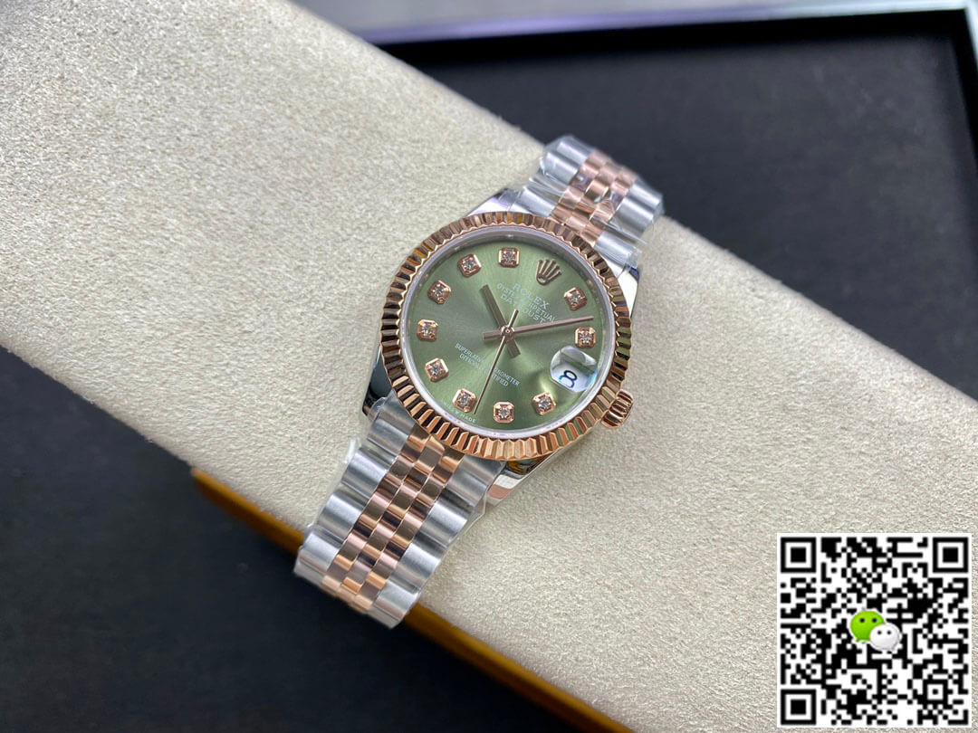 Replica R01ex Datejust 31MM 1:1 Best Edition EW Factory Rose Gold Green Dial
