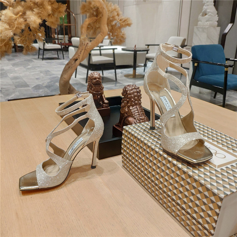 J1m*y Ch00 heeled satin sandals