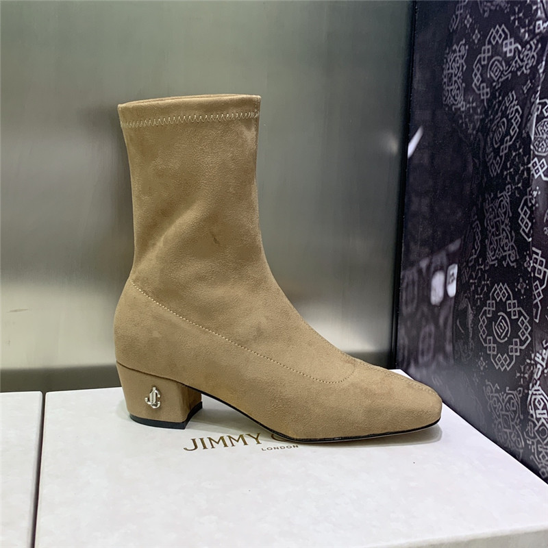 J1m*y Ch00 logo block heel square toe ankle boots