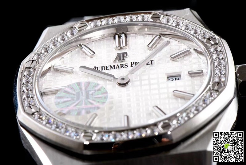 Replica Audemars P1g*et Royal Oak 67651ST.ZZ.1261ST.01 1:1 Best Edition JF Factory White Dial Swiss Quartz