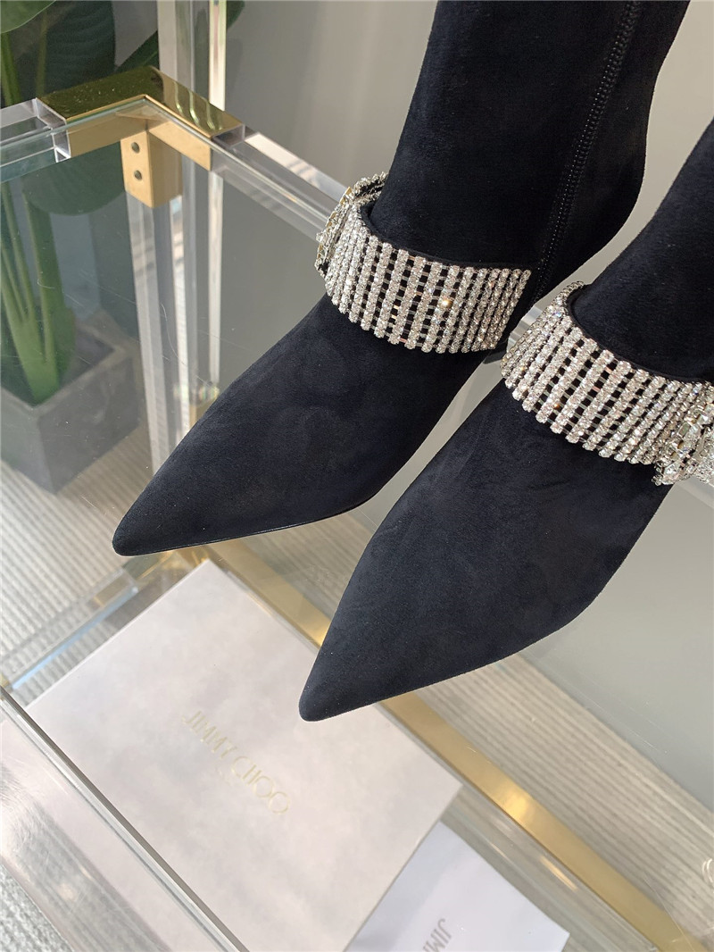 J1m*y Ch00 Pearl Heels Dupe rhinestone high-heeled boots