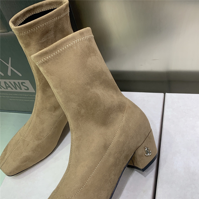 J1m*y Ch00 logo block heel square toe ankle boots