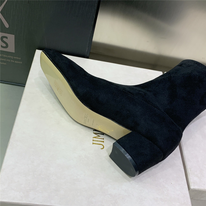 J1m*y Ch00 logo block heel square toe ankle boots